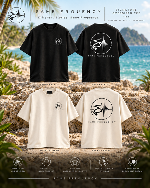 Same Frequency Signature Oversized Tee tropical lookbook