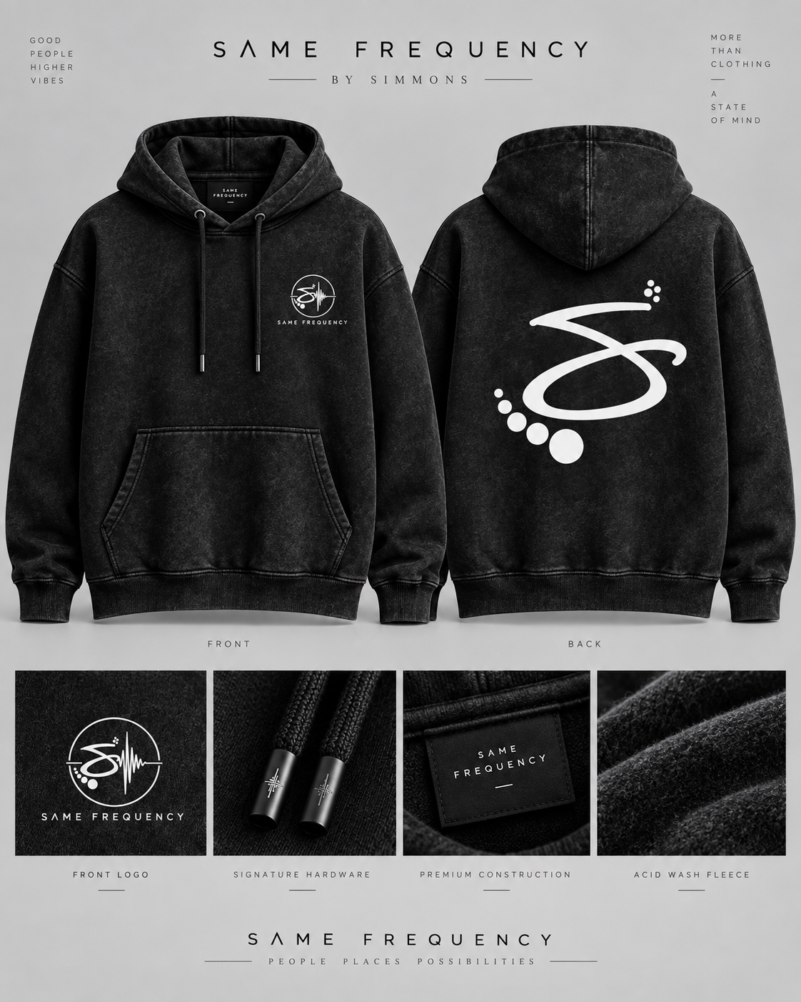Same Frequency S-Back Acid Wash Hoodie — Black approved exact-art rendering